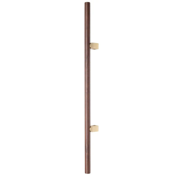 Mâner lung Viefe Kumo Wood Big One, nuc și alamă periată, 1596 mm (interax 1056 mm)