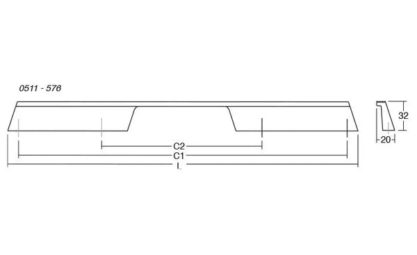 Mâner lung Viefe Rail, alamă cava periată, 600 mm - imagine 3