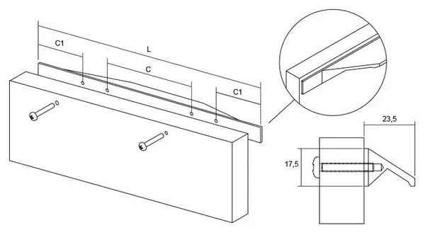 Mâner lung Viefe Tamm, oțel inoxidabil, 890 mm