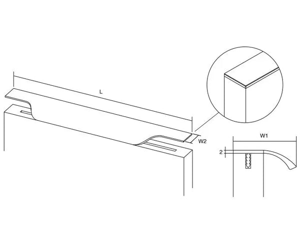 Mâner lung Viefe Vector, negru periat, 897 mm
