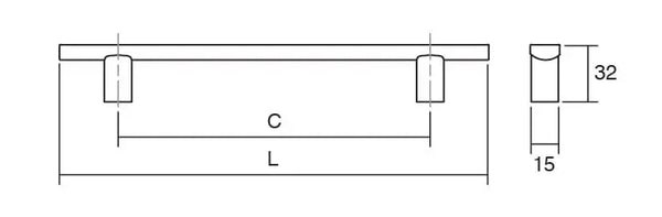 Mâner mobilier Viefe Ara W, oțel inoxidabil și nuc, 220 mm (interax 160 mm) - imagine 2