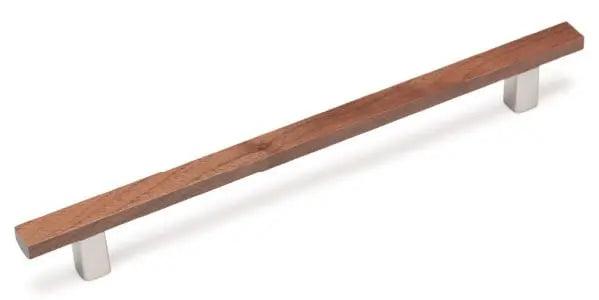 Mâner mobilier Viefe Ara W, oțel inoxidabil și nuc, 220 mm (interax 160 mm)