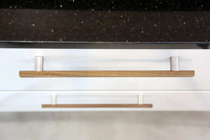 Mâner mobilier Viefe Ara W, oțel inoxidabil și stejar, 220 mm (interax 160 mm) - imagine 2