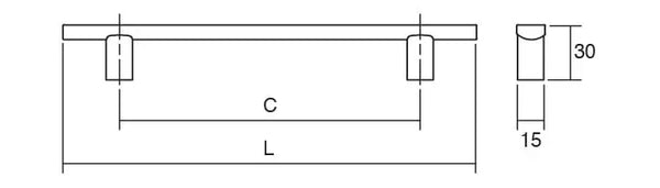 Mâner mobilier Viefe Ara, oțel inoxidabil, 252 mm (interax 192 mm)