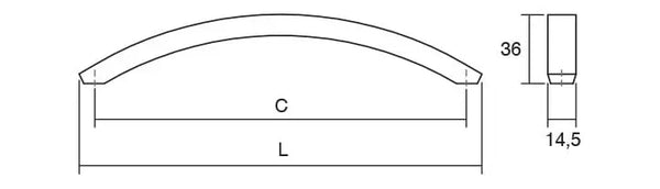 Mâner mobilier Viefe Arch, crom lucios, 208,5 mm (interax 192 mm)