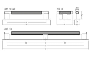 Mâner mobilier Viefe Arpa Plate, alamă întunecată periată, 230 mm (interax 192 mm) - imagine 3