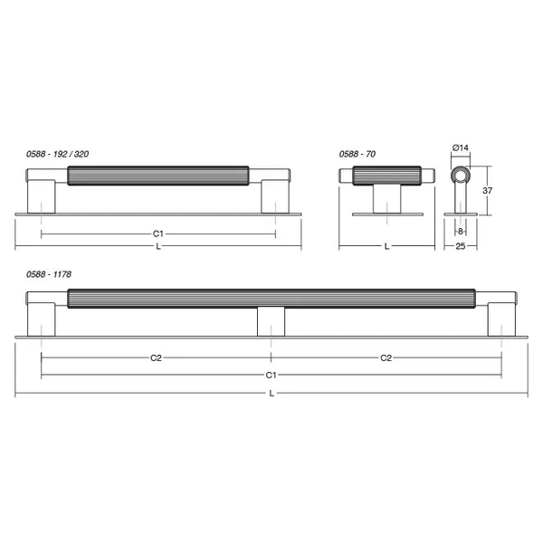 Mâner mobilier Viefe Arpa Plate, alamă întunecată periată, 358 mm (interax 320 mm) - imagine 3