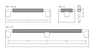 Mâner mobilier Viefe Arpa, alamă întunecată periată, 214 mm (interax 192 mm)