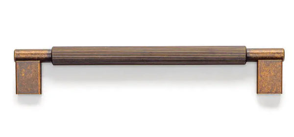 Mâner mobilier Viefe Arpa, alamă rustică, 214 mm (interax 192 mm) - imagine 2