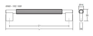 Mâner mobilier Viefe Arpa, alamă rustică, 214 mm (interax 192 mm)
