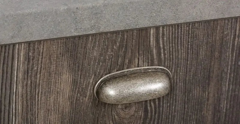 Mâner mobilier Viefe Aura, argint antichizat, 87 mm (interax 64 mm)