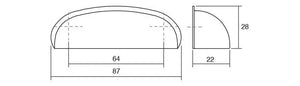 Mâner mobilier Viefe Aura, cupru antichizat, 87 mm (interax 64 mm) - imagine 2