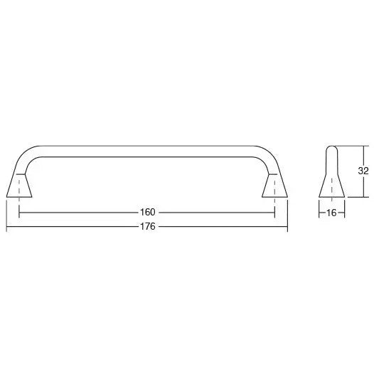 Mâner mobilier Viefe Bella, negru mat, 176 mm (interax 160 mm) - imagine 3
