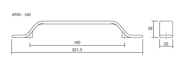 Mâner mobilier Viefe Belt, gri mușchi, 221,3 mm (interax 160 mm) - imagine 3