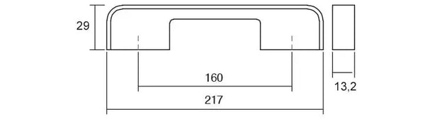 Mâner mobilier Viefe Blok, nichel periat și alb mat, 217 mm (interax 160 mm)