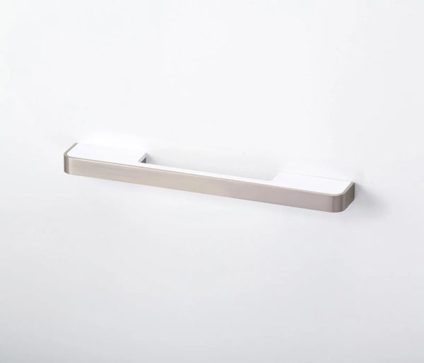 Mâner mobilier Viefe Blok, nichel periat și alb mat, 217 mm (interax 160 mm) - imagine 2