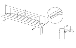 Mâner mobilier Viefe Brikk, oțel inoxidabil, 340 mm (interax 192 mm) - imagine 3