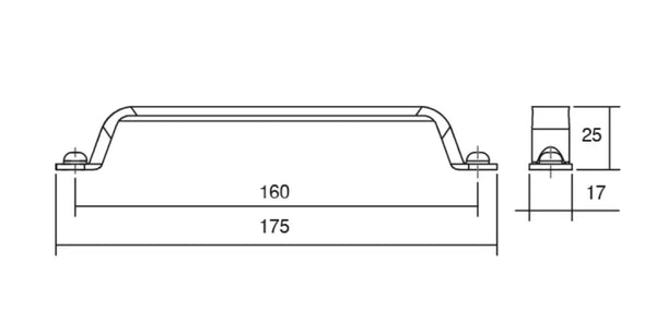 Mâner mobilier Viefe Button, alamă antichizată, 175 mm (interax 160 mm) - imagine 2