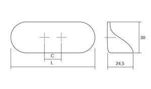 Mâner mobilier Viefe Cala, alb mat, 80 mm (interax 16 mm)