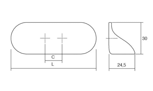 Mâner mobilier Viefe Cala, alb mat, 80 mm (interax 16 mm)