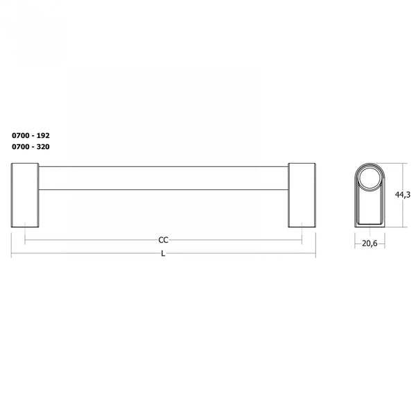 Mâner mobilier Viefe Casey, negru lava texturat și negru mat, 211 mm (interax 192 mm) - imagine 2