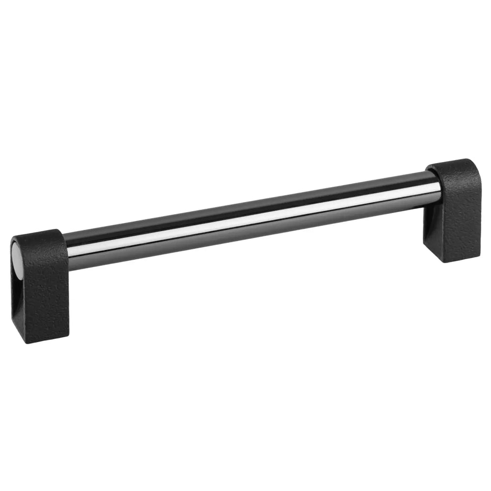 Mâner mobilier Viefe Casey, negru lava texturat și negru titan lustruit, 211 mm (interax 192 mm)