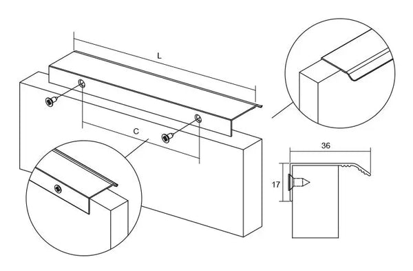 Mâner mobilier Viefe Cruve, gri periat, 200 mm (interax 128 mm)
