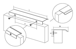 Mâner mobilier Viefe Cruve, negru mat, 45 mm (interax 32 mm)