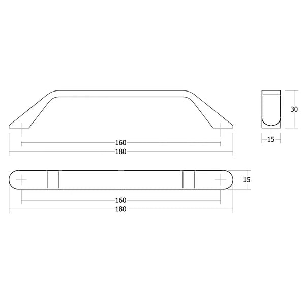 Mâner mobilier Viefe Dropp, negru mat, 180 mm (interax 160 mm) - imagine 2