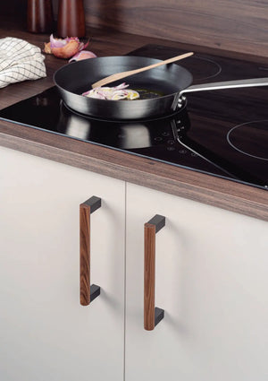 Mâner mobilier Viefe Eto, gri lava și nuc, 334,6 mm (interax 320 mm)