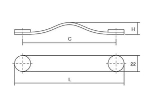 Mâner mobilier Viefe Flexa, bej și alamă, 150 mm (interax 128 mm)