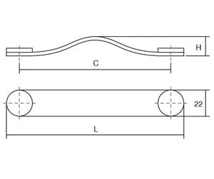 Mâner mobilier Viefe Flexa, maro și alamă, 150 mm (interax 128 mm) - imagine 2