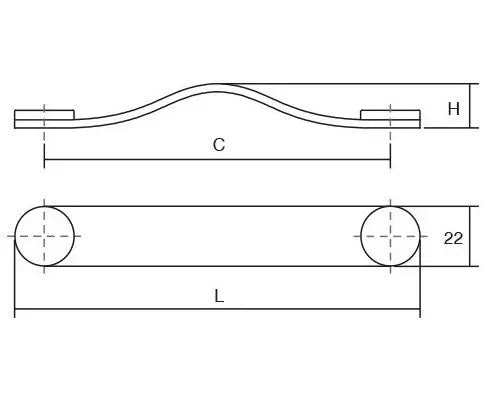 Mâner mobilier Viefe Flexa, maro și alamă, 150 mm (interax 128 mm) - imagine 2