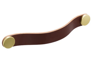 Mâner mobilier Viefe Flexa, maro și alamă, 150 mm (interax 128 mm)
