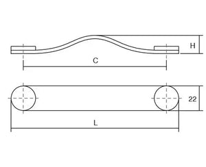 Mâner mobilier Viefe Flexa, negru și cositor, 150 mm (interax 128 mm)