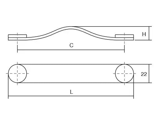 Mâner mobilier Viefe Flexa, negru și cositor, 150 mm (interax 128 mm)