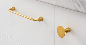 Mâner mobilier Viefe Floid, auriu periat, 143,6 mm (interax 128 mm)
