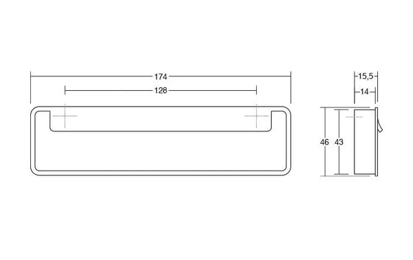 Mâner mobilier Viefe Fold, alamă cava periată, 174 mm (interax 128 mm) - imagine 5
