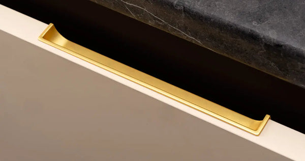 Mâner mobilier Viefe Hide, auriu periat, 90 mm (interax 64 mm)