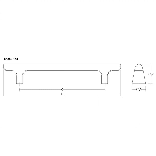 Mâner mobilier Viefe Hinoki, bronz periat, 220 mm (interax 160 mm) - imagine 2
