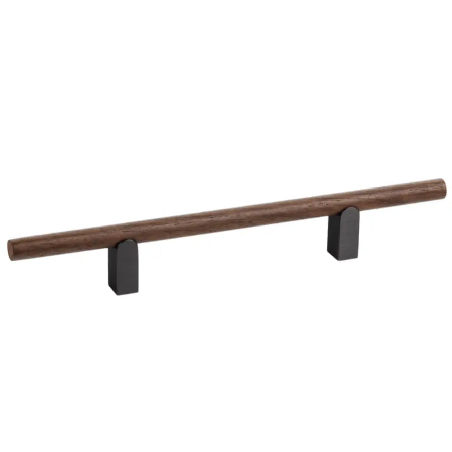 Mâner mobilier Viefe Kumo Wood, nuc și negru titan, 248 mm (interax 128 mm)