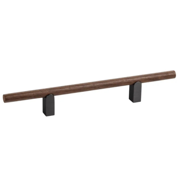 Mâner mobilier Viefe Kumo Wood, nuc și negru titan, 248 mm (interax 128 mm)