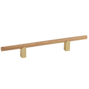 Mâner mobilier Viefe Kumo Wood, stejar și alamă periată, 248 mm (interax 128 mm)