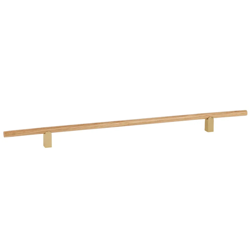 Mâner mobilier Viefe Kumo Wood, stejar și alamă periată, 480 mm (interax 320 mm)