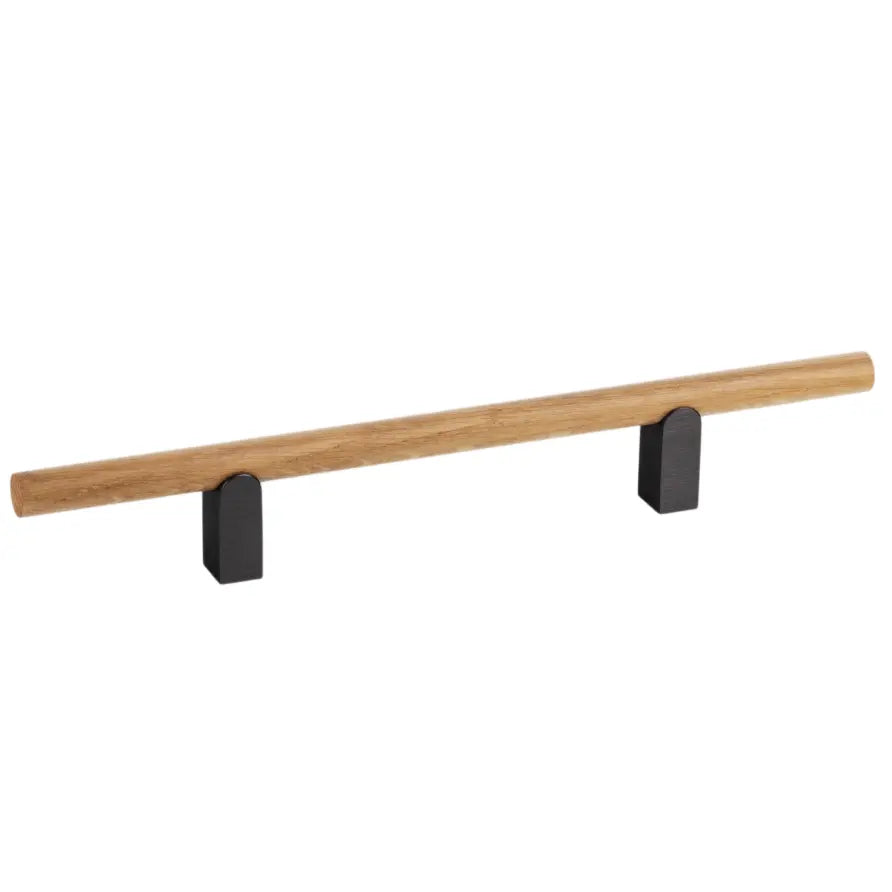 Mâner mobilier Viefe Kumo Wood, stejar și negru titan, 248 mm (interax 128 mm)