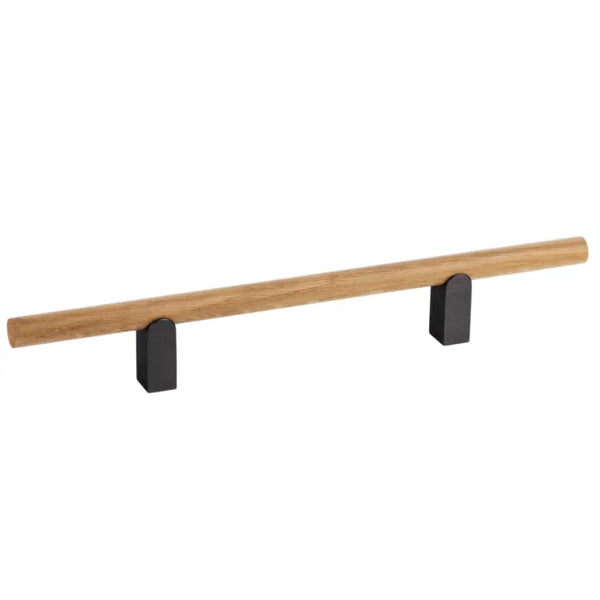Mâner mobilier Viefe Kumo Wood, stejar și negru titan, 248 mm (interax 128 mm)