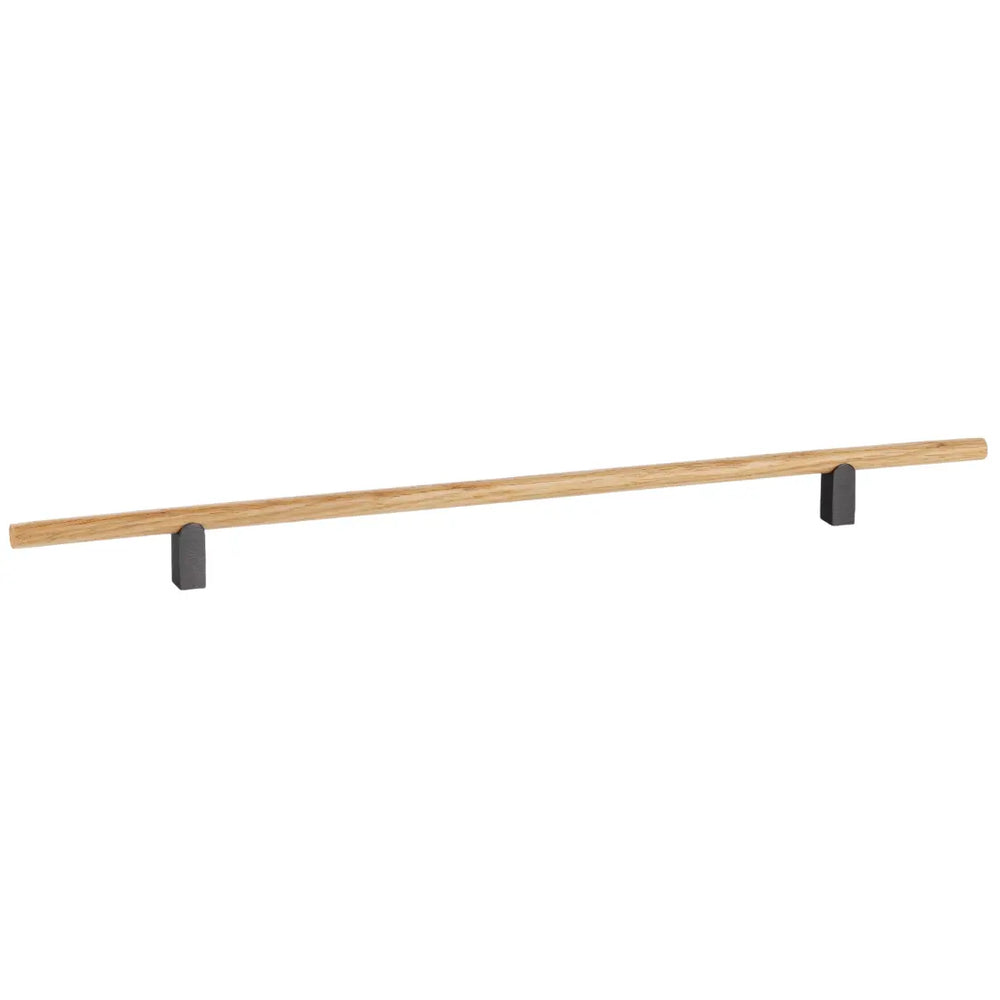 Mâner mobilier Viefe Kumo Wood, stejar și negru titan, 480 mm (interax 320 mm)