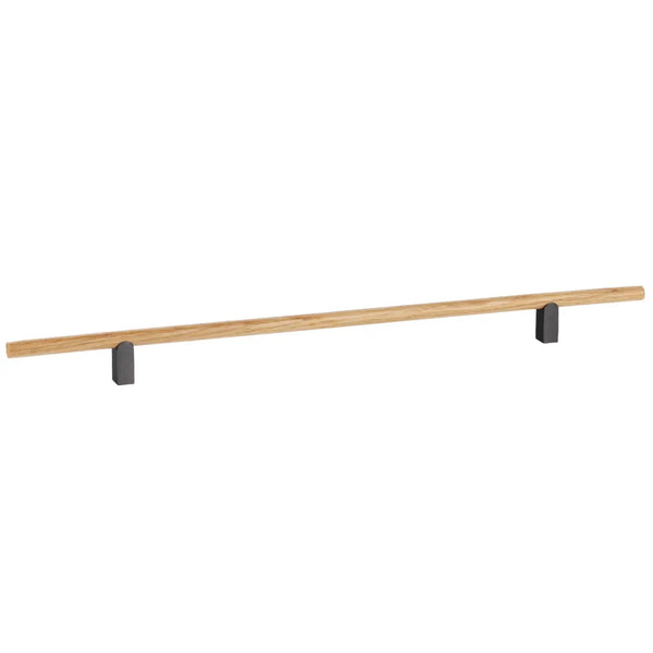 Mâner mobilier Viefe Kumo Wood, stejar și negru titan, 480 mm (interax 320 mm)