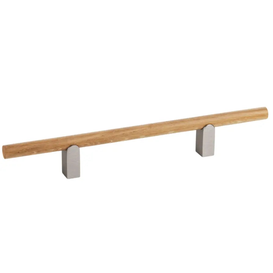 Mâner mobilier Viefe Kumo Wood, stejar și oțel inoxidabil, 248 mm (interax 128 mm)