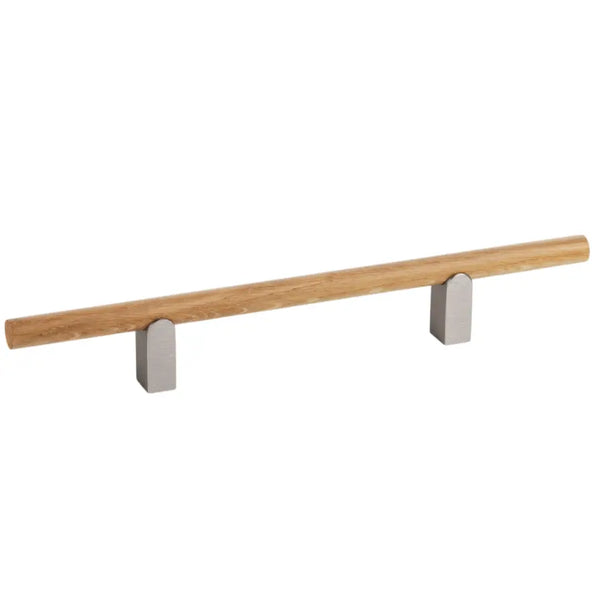 Mâner mobilier Viefe Kumo Wood, stejar și oțel inoxidabil, 248 mm (interax 128 mm)